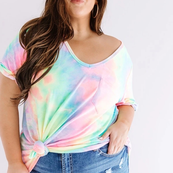 SALE! New Plus Size Tie Dye Casual Pocket T-Shirr - Picture 6 of 12